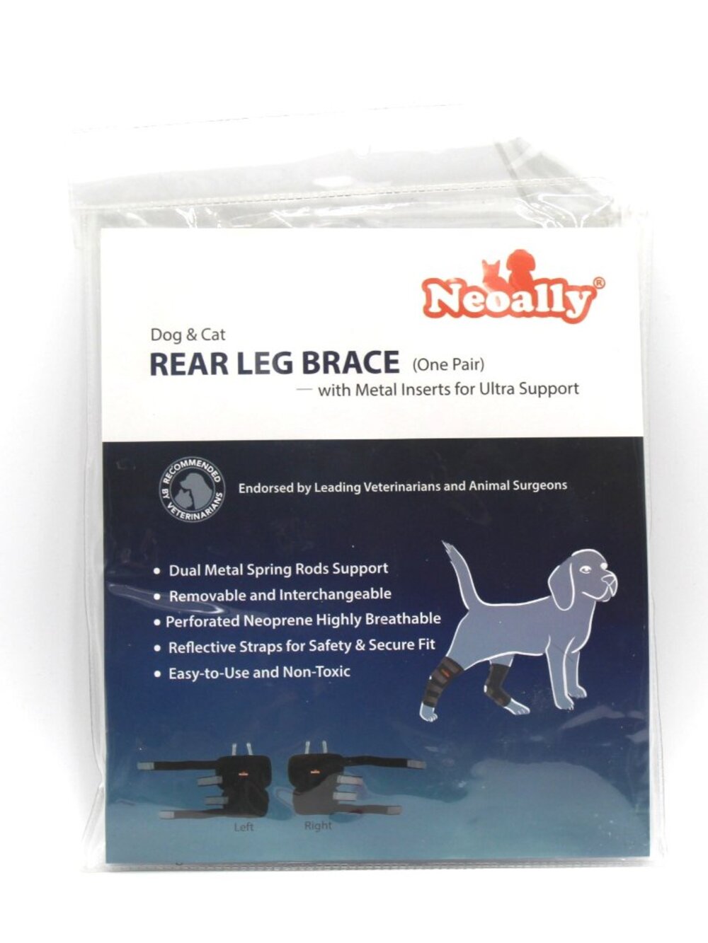 Neoally Cat and Dog Ankle Brace Pair Rear Leg Hock Brace Injury Arthritis Size S